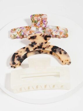 3-Pack Women’s Hair Claw Clips - Multicolor, Tortoiseshell & Cream